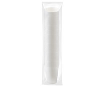 Pack de 50 vasos desechables de cartón color blanco, 0,25 litros, ACTUEL.