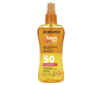 Spray protector solar acelereador del bronceado y FPS 50 (muy alta) BABARIA Aqua uv 200 ml.