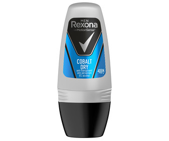 Desodorante  roll on para hombre antitranspirante 48 horas REXONA Men cobalt 50 ml.