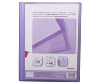 Carpeta clasificadora con 20 fundas tamaño A4 con tapas de polipropileno morado y personalizable PRODUCTO ALCAMPO.