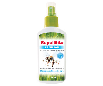 Spray repelente de insectos, eficaz contra el mosquito tigre REPEL BITE Familiar 100 ml Spray repelente de insectos, eficaz contra el mosquito tigre REPEL BITE Familiar 100 ml