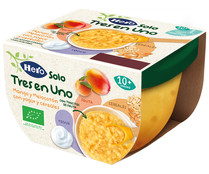 Tarrina de mango y melocotón con yogur y cereales, a partir de 10 meses HERO Solo tres en uno 120 g.