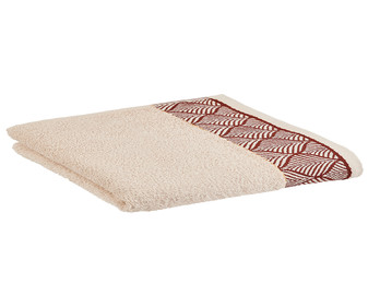 Toalla de tocador con cenefa de hojas, 100% algodón, densidad de 450g/m², color gris, ACTUEL. Toalla de tocador con cenefa de hojas, 100% algodón, densidad de 450g/m², color gris, ACTUEL.