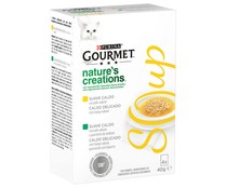 Comida para gatos húmeda sabor a pollo, natural Soup PURINA GOURMET 4 uds. 40 g. 