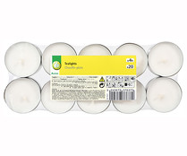 Set de 20 velas de color blanco, PRODUCTO ECONOMICO ALCAMPO.
