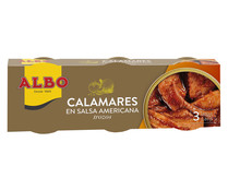 Calamares en salsa americana en trozos ALBO lata de 3 uds x 65 g.