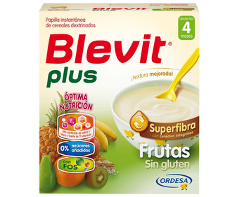 Papilla en polvo de frutas y cereales a partir de 4 meses BLEVIT Plus 600 g. Papilla en polvo de frutas y cereales a partir de 4 meses BLEVIT Plus 600 g.