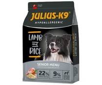 Pienso seco hipoalergénico para senior, con cordero y arroz, JULIUS K-9 3 kg.