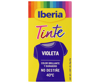 Tinte para ropa de color violeta (permite teñir a baja temperatura 40ª) IBERIA 1 ud. Tinte para ropa de color violeta (permite teñir a baja temperatura 40ª) IBERIA 1 ud.