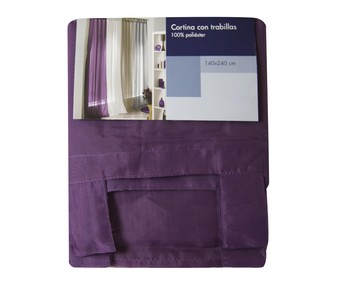 Cortina de visillo 140x240cm. color morado con trabillas de tela, 100% poliéster PRODUCTO ECONÓMICO ALCAMPO. Cortina de visillo 140x240cm. color morado con trabillas de tela, 100% poliéster PRODUCTO ECONÓMICO ALCAMPO.