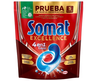 Detergente para lavavajillas a máquina 4 en 1 SOMAT Excellence 5 cápsulas Detergente para lavavajillas a máquina 4 en 1 SOMAT Excellence 5 cápsulas
