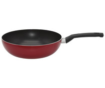 Wok de aluminio vitro con revestimiento antiadherente, exteiror color rojo, 28 cm, ACTUEL.