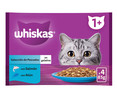 Pienso húmedo para gatos bolsa pescado gelatina WHISKAS 4x85 gr.