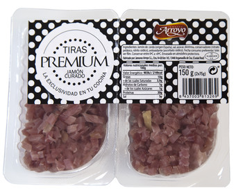 Tiras premium de jamón curado JAMONES ARROYO 2 x 75 g. Tiras premium de jamón curado JAMONES ARROYO 2 x 75 g.