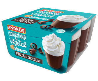 Especialidad vegetal de postre de almendras con chocolate ANDROS Gourmand & vegetal 4 x 90 g. Especialidad vegetal de postre de almendras con chocolate ANDROS Gourmand & vegetal 4 x 90 g.