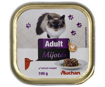 Comida para gatos a base de guisado de aves y zanahorias PRODUCTO ALCAMPO tarrina 100 g.