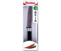 Cuchillo 24cm., hoja lisa de acero inoxidable y mango de polipropileno color negro METALTEX.