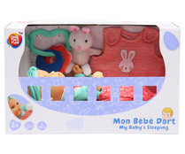 Mi bebé hora de dormir, muñeco con accesorios, ONE TWO FUN ALCAMPO.