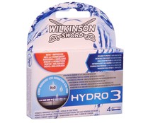 Recambio de cuchillas de triple hoja para maquinilla de afeitar Hydro 3  WILKINSON   4 uds