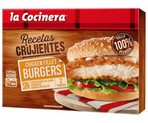 Filetes de pechuga de pollo rebozada, especial hamburgesas LA COCINERA Recetas crujientes 2 uds.