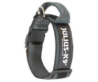 Juliusk9 Collar Color gray con la manija cerradura de seguridad y el remiendo intercambiables 40 mm 3853 cm negro regulable para perros asa k9 1 ud. 3853x4cm