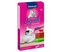 Snack líquido para gatos de ternera con insulina VITAKRAFT 6 uds x 15 g.