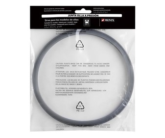 Junta de silicona para tapa de olla expréss clásica de 8 a 10 litros MONIX. Junta de silicona para tapa de olla expréss clásica de 8 a 10 litros MONIX.