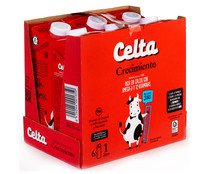 Leche semidesnatada de crecimiento, enriquecida con calcio, Omega 3 y 12 vitaminas, a paritr de 3 años CELTA Crecimiento 6 x 1 l.