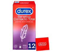 Preservativos lubricados, super finos para una mayor sensibilidad DUREX Sensitivo contacto total 12 uds.