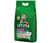 Pienso para gatos esterilizados adultos sabor a salmón ULTIMA AFFINITY bolsa 3 kg.