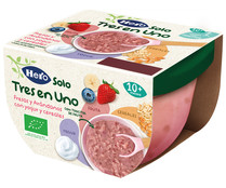 Tarrina de fresas y arándanos con yogur y cereales, a partir de 10 meses HERO Solo tres en uno 120 g.