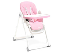 Trona plegable INTERBABY regulable en 3 posiciones, arnés de 5 puntos, color rosa.