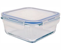 Recipiente de vidrio con tapa hermética, capacidad de 0,7 litros, 15x15x7 centímetros TABERSEO.