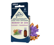 Difusor recambio Moment of Zen (lavanda + sándalo) GLADE AROMATHERAPY 17,4 ml.
