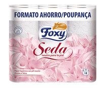 Papel  higiénico neutro para la piel con triple capa FOXY Seda 18 uds. 
