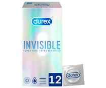 Preservativos lubricados extra finos y extra sensitivos DUREX invisible 12 uds