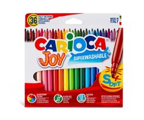 Pack de 36 rotuladores lavables de colores, CARIOCA JOY.