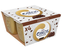 Mousse natural con pepitas de chocolate (stracciatella) OIKOS de Danone 4 x 55 g.