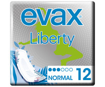 Compresas sin alas, con nivel de absorción normal EVAX Liberty 12 uds.