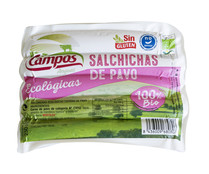 Salchichas cocidas ecológicas de pavo, tipo Frankfurt CAMPOS 250 g.