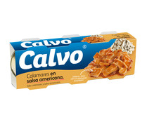 Calamares en salsa americana en trozos CALVO pack de 3 latas de 48 g.
