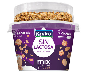 Yogur natural con muesli, sin lactosa y sin azúcares añadidos KAIKU 132 g. Yogur natural con muesli, sin lactosa y sin azúcares añadidos KAIKU 132 g.