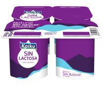 Yogur natural sin lactosa y sin azúcares añadidos KAIKU 4 x 125 g.