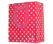 Bolsa de rafia con doble asa color rosa estampada ALCAMPO.