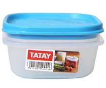 Recipiente cuadrado para alimentos fabricado en plástico transparente, 0.3 litros TATAY.