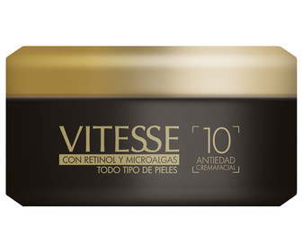 Crema antiedad para cara, cuello y escote, apta para todo tipo de pieles VITESSE A10 150 ml. Crema antiedad para cara, cuello y escote, apta para todo tipo de pieles VITESSE A10 150 ml.