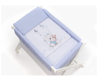 Minicuna de madera de haya con patas en forma de tijera, PISPAS. Minicuna de madera de haya con patas en forma de tijera, PISPAS.
