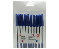 10 bolígrafos roller, punta media, grosor 1mm, tinta base de aceite azul. PRODUCTO ECONÓMICO ALCAMPO.