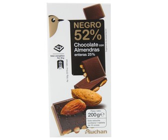 Chocolate negro 52 % con almendras enteras (25 %) 200 gramos Chocolate negro 52 % con almendras enteras (25 %) 200 gramos