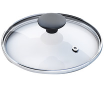 Tapa de vidrio con salida de vapor para ollas y sartenes, 24cm. PRODUCTO ECONÓMICO ALCAMPO